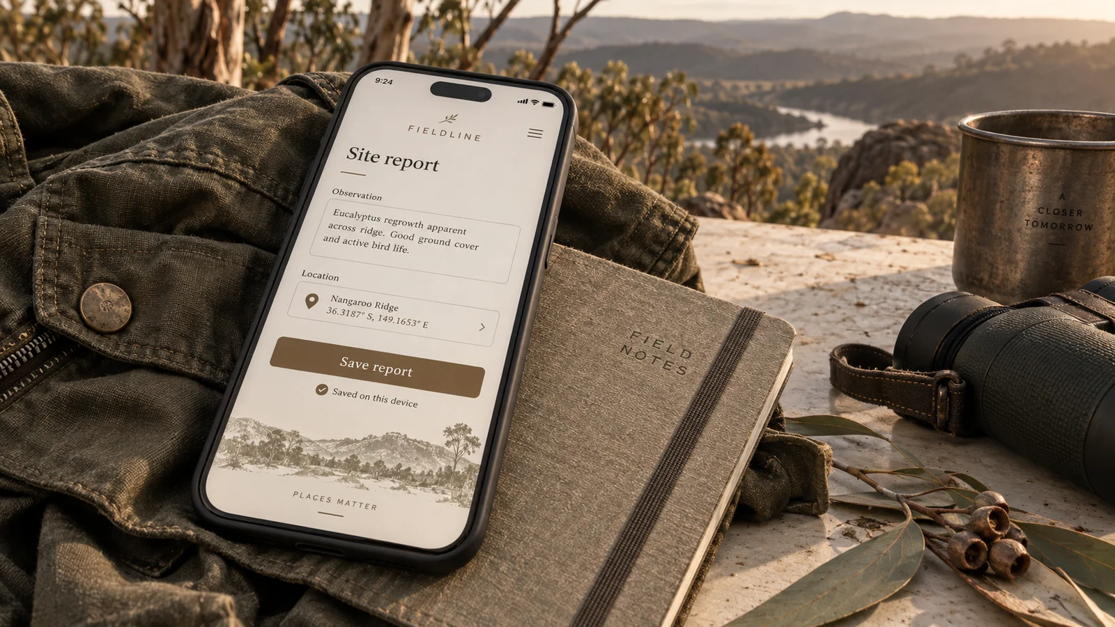 Illustrative Fieldline mobile reporting concept in a fieldwork setting