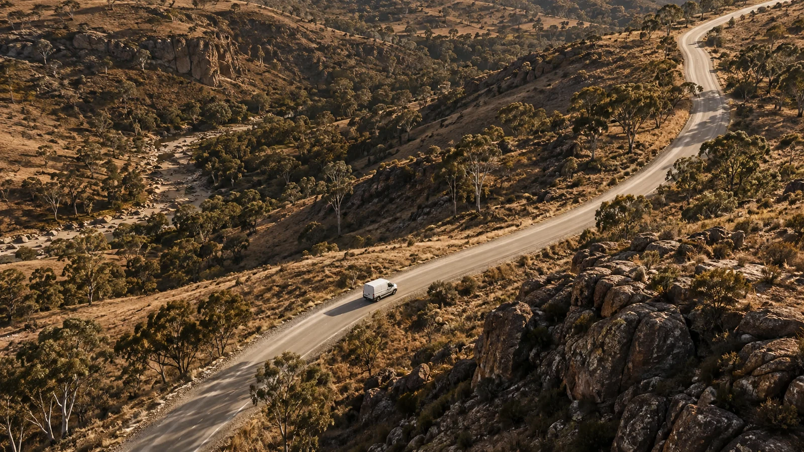 Illustrative delivery route through an Australian landscape